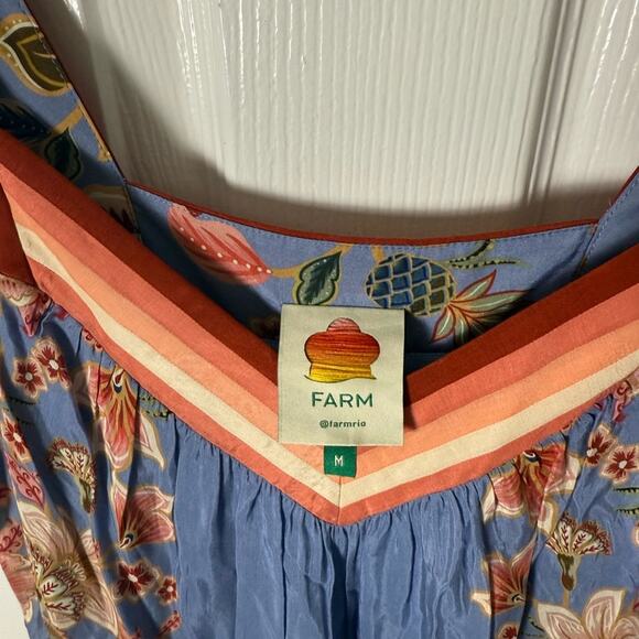 Farm Rio Blue Superbloom Tapestry Maxi Dress M - Picture 6 of 7